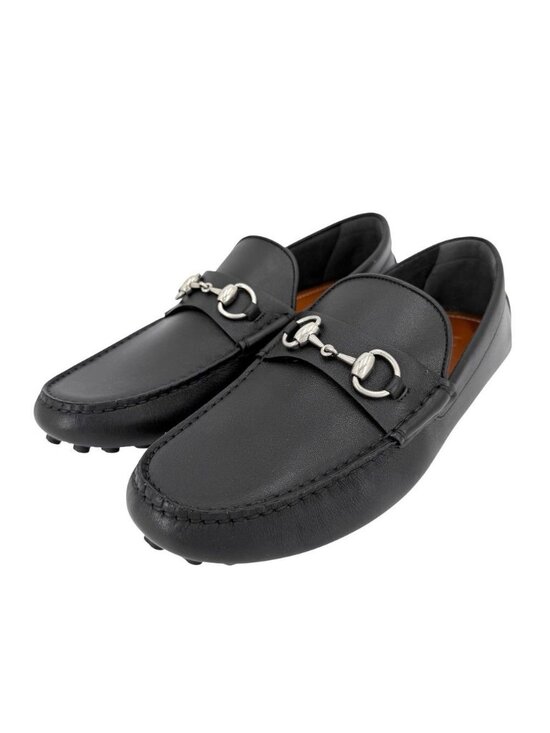 Gucci Loafers Horsebit Driving Shoes 7 Leather Black Antique Silver main image 4